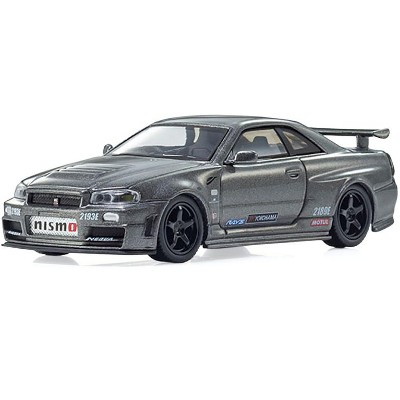 ToyoNissan Skyline GT-R Nismo (BNR34) RHD (Right Hand Drive) Gray Metallic 1/64 Diecast Model Car by Kyosho
