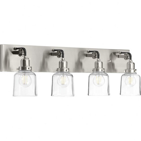 Progress Lighting Rushton 4-Light Bath Vanity in Brushed Nickel with Clear Glass Shades - image 1 of 4