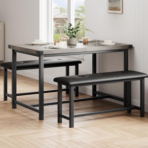 Whizmax 3-Piece Dining Set for 4 - Kitchen Table with Upholstered Benches, Rectangular Space-Saving Table for Small Apartments & Studios - 1 of 4