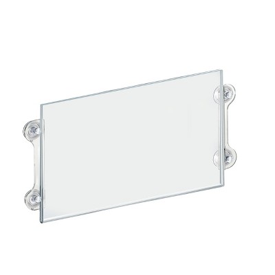 Clear Acrylic Wall-Mounted Sign Holder Frame with Suction Cups, 17'' x 11'', 2-Pack