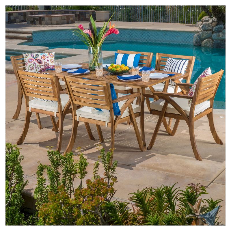 Hermosa 7pc Acacia Dining Set - Christopher Knight Home, 1 of 8