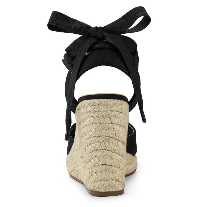 Allegra K Women's Closed Toe Espadrilles Wedges Tie Up Sandals, 4 of 8