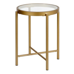 Round Metal Brass Finish Side Table - Henn&Hart - 1 of 4