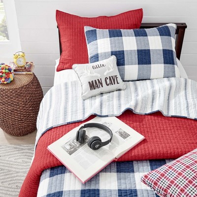 Chile Red Cotton Twin Reversible Quilt Set
