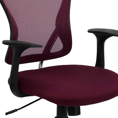 Burgundy Mesh Mid-Back Swivel Task Chair with Chrome Base