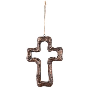 Dicksons Rugged Stone Look Cross with Jute Rope, Bronze 5.75 x 4.25 Inch Resin Wall Art Plaque - 1 of 2