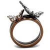 Slickblue Butterfly Design Ring, Stainless Steel Women's Jewelry, Two-Tone Finish, Clear Crystals, Sizes 5-10 - 3 of 4