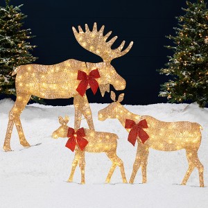 Best Choice Products 4ft 3-Piece Lighted 2D Christmas Moose Set Outdoor Décor w/ 195 LED Lights, Stakes - 1 of 4