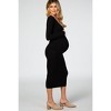 PinkBlush Black V-Neck Long Sleeve Fitted Maternity Maxi Dress - 2 of 4