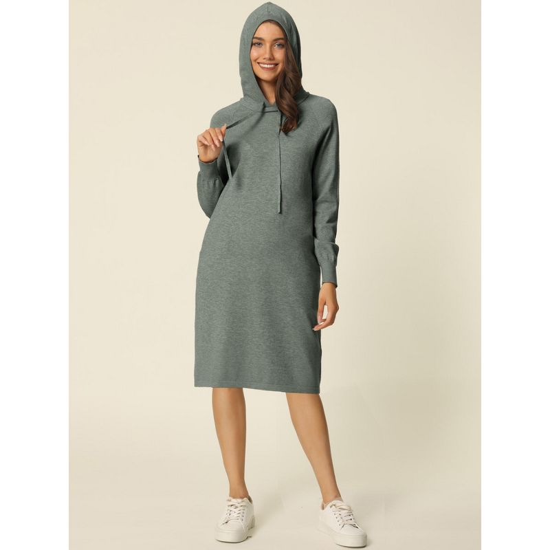 Seta T Womens' Casual Pullover Sweatshirt Long Sleeve Hoodie Dress with Pockets, 2 of 6