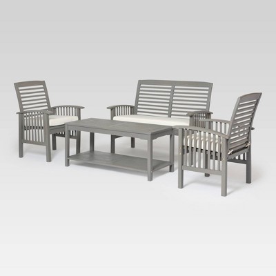 4pc Classic Outdoor Patio Chat Set - Gray Wash - Saracina Home