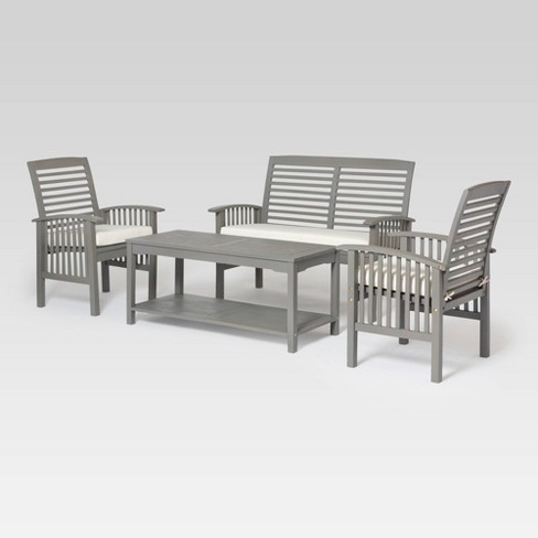 4pc Classic Outdoor Patio Chat Set – Gray Wash – Saracina Home For Sale