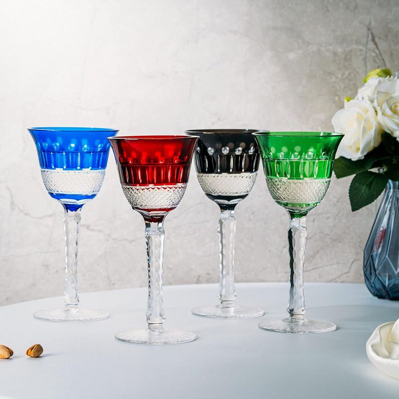 The Wine Savant Venetian Italian Colored Wine Glasses, Beautiful Colored Design & Perfect for All Celebrations - 4 pk, 2 of 5