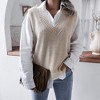 Clearlove Women's Sweater Vest V Neck Relaxed Fit Knit Vest Sleeveless Casual Sweater Waistcoat - 2 of 4