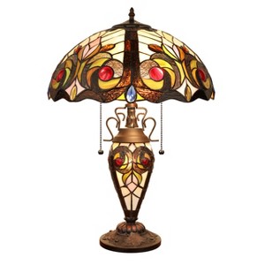 Chloe Lighting CH3T229IV16-DT3 Victorian Copper-Foiled Dark Bronze Double Lit Table Lamp - 1 of 4