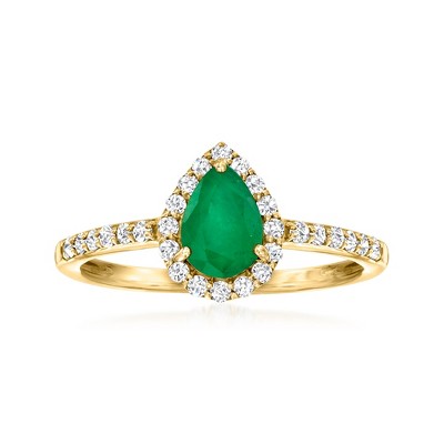 Ross-Simons 0.80 Carat Emerald and .25 ct. t.w. Diamond Ring in 18kt Gold Size 6