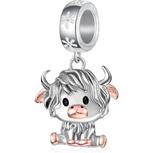 Sterling Silver Cute Animal Charms for Jewelry Making, Highland Cow Dragon Raccoon Whale and More for Bracelets - 1 of 4