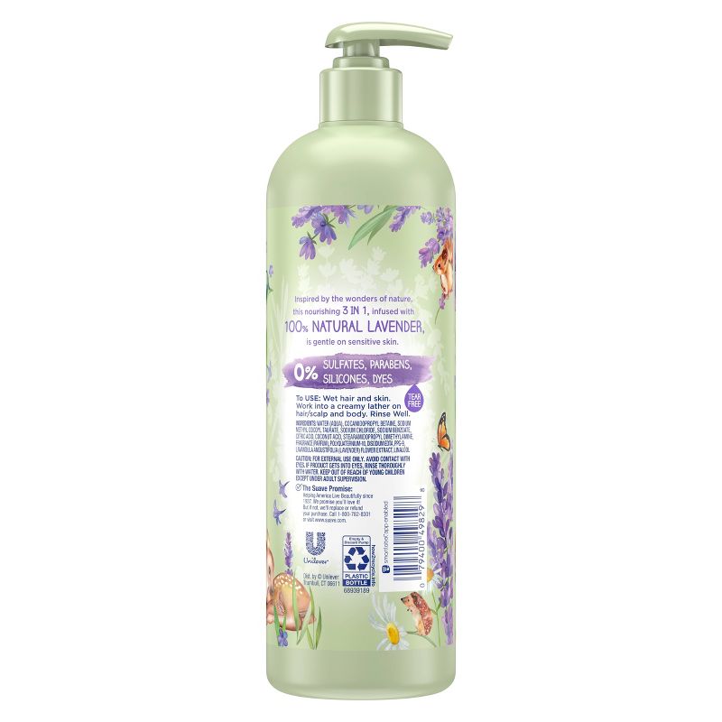 Suave Kids&#39; Natural Lavender 3-in-1 Pump Shampoo + Conditioner + Body Wash - 16.5 fl oz, 3 of 5