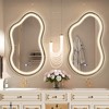 Beautyolove Irregular Asymmetrical Gold Framed LED Light Anti-Fog 3-Colors Dimmable Wall Mirror - 3 of 4