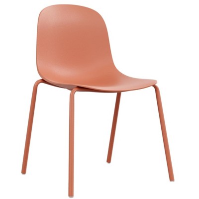 FURNIinspire Dining Chairss Modern Plastic Dining Chair Set of 4 with Meal Legs for Home, Outdoor Chairs for Garden, Poolside, Orange,