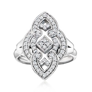 Ross-Simons 0.35 ct. t.w. Diamond Marquise-Shaped Ring in Sterling Silver - 1 of 4
