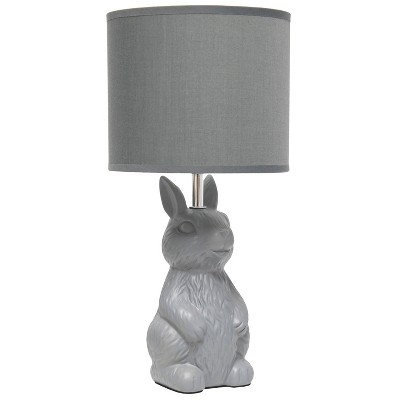 Simple Designs 16.33 Cute Wonders Whimsical Perched Bunny Rabbit Table Lamp for Home Decor Kids Room Gray