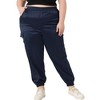 Agnes Orinda Women's Plus Size Satin Elastic Waist Athleisure Ankle Length Casual Jogger Pants - 2 of 4