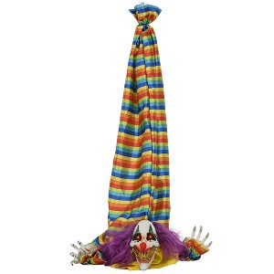 HOMCOM Hanging Clown Corpse Outdoor Halloween Decoration with Sound Activated Light Up Eyes & Sound Effects, Animated Prop for Party - 1 of 4
