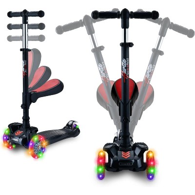 Hurtle ScootKid 3-Wheel Toddler Toy Scooter with LED Lights, Ages 1+, Fold-Out Seat