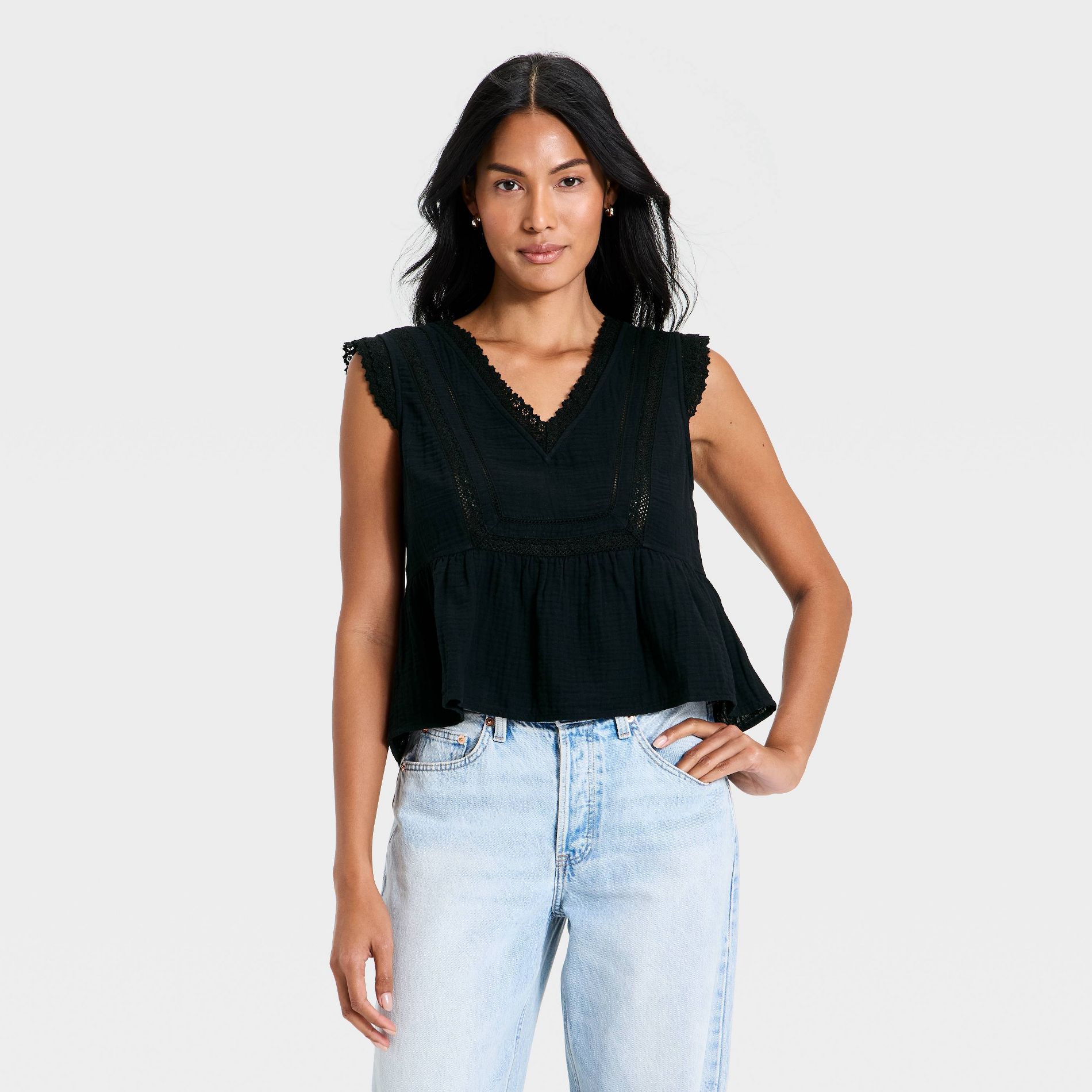Women's Lace V-Neck Blouse - Universal Thread™