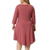 Agnes Orinda Women's Plus Size V Neck 3/4 Sleeve Casual Swing Loose A-Line Dresses - 3 of 4