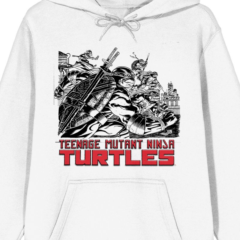 TMNT Turtles Holding Weapons Adult White Graphic Hoodie, 2 of 4