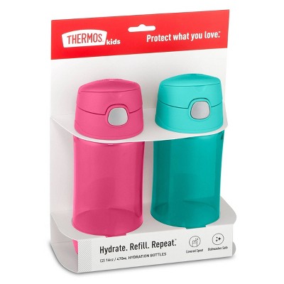 Thermos Pink & Silver 16oz Plastic Hydration Bottle - 2pk