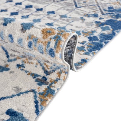Hannah Moroccan Blue and Cream 5' x 7' Area Rug