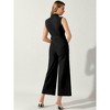Allegra K Women's Elegant Office Work Sleeveless Wide Belted Leg Jumpsuit Romper - 4 of 4