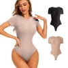 Sol Living Women's Bodysuit Seamless Casual Going Out Top Shirt Breathable Tops Tummy Control Shapewear Stretchy Basic Body Suits T Shirt Crew Neck - 2 of 4
