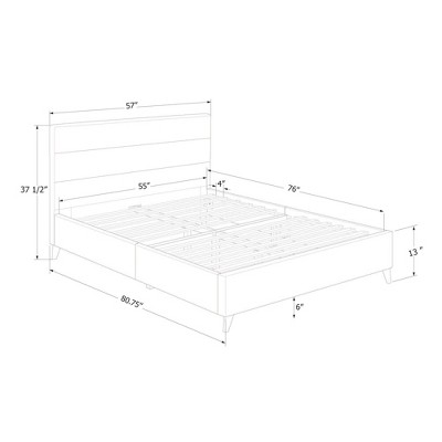 Maliza Blue Velvet Upholstered Full Platform Bed with Tufted Headboard