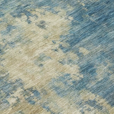 HomeRoots 9' X 12' Blue And Beige Abstract Washable Indoor Outdoor Area Rug