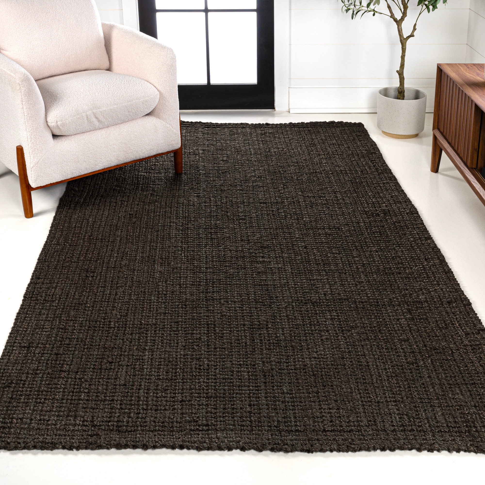 JONATHAN Y Pata Hand Woven Chunky Jute Brown 5 ft. x 8 ft. Area Rug, Thick, Textured Weave, Plant-Based