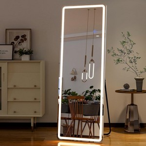 BEAUTYPEAK 60"x16" LED Full Length Mirror, Dimmable 3-Color, Floor/Wall Mounted Full Body Dressing Mirror for Bedroom, Living Room, Closet, White - 1 of 4