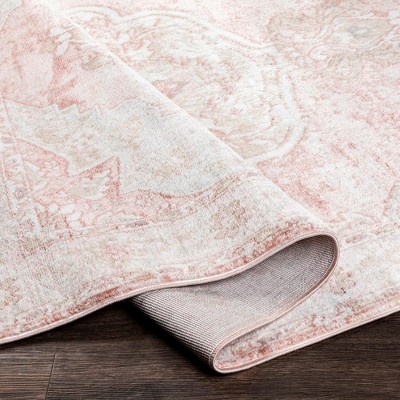 Bethlehem Pink and White Synthetic Fur Rectangular Area Rug
