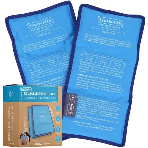 TruHealth 2 Pack Large Reusable Gel Ice Pack - For Hot & Cold Muscle  Therapy, Blue