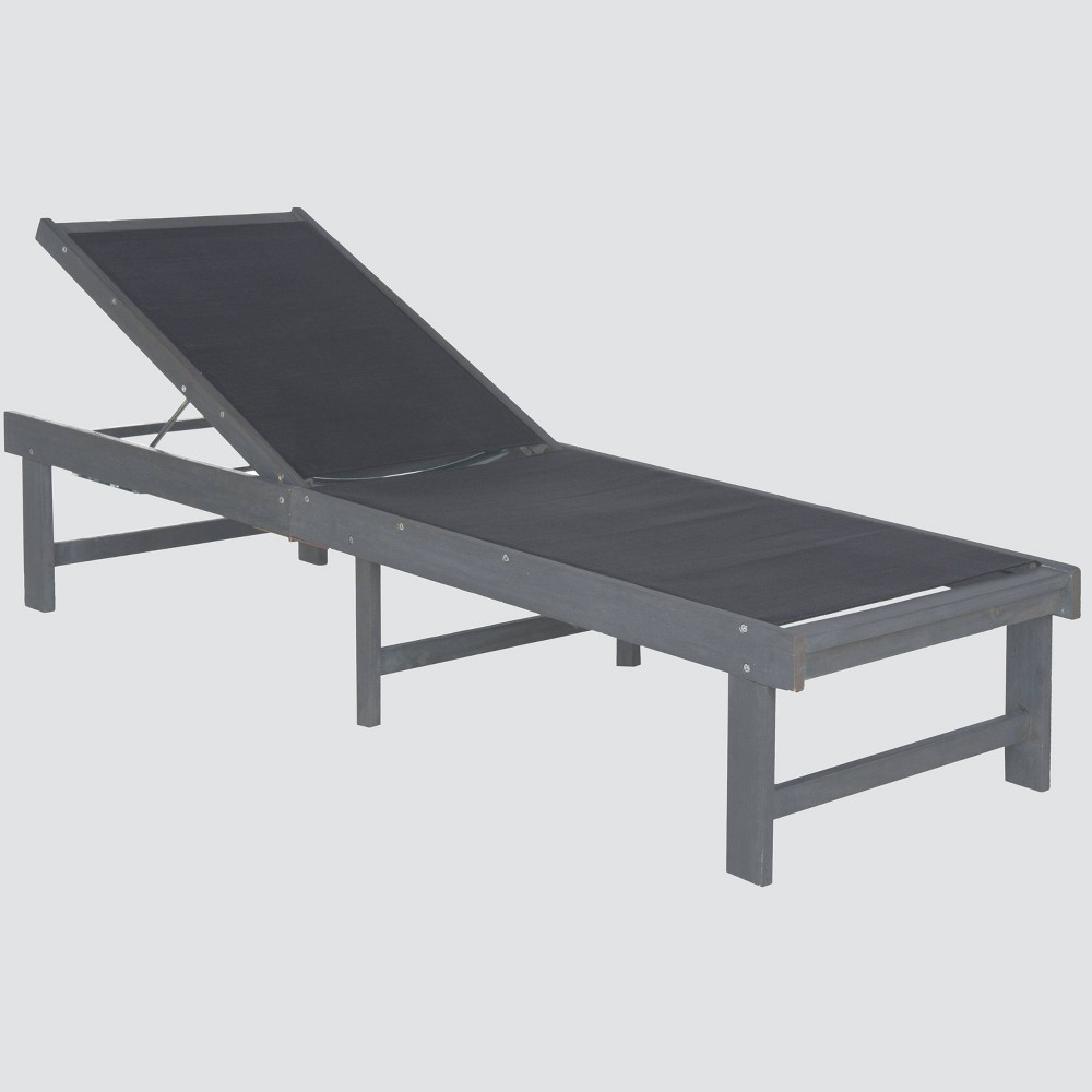 Maddalena Wood Patio Chaise - Gray - Safavieh