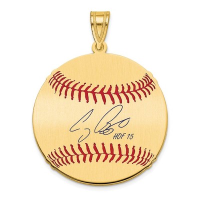 Black Bow Jewelry 14K Gold Plated Craig Biggio Signature MD Enamel Baseball Pendant