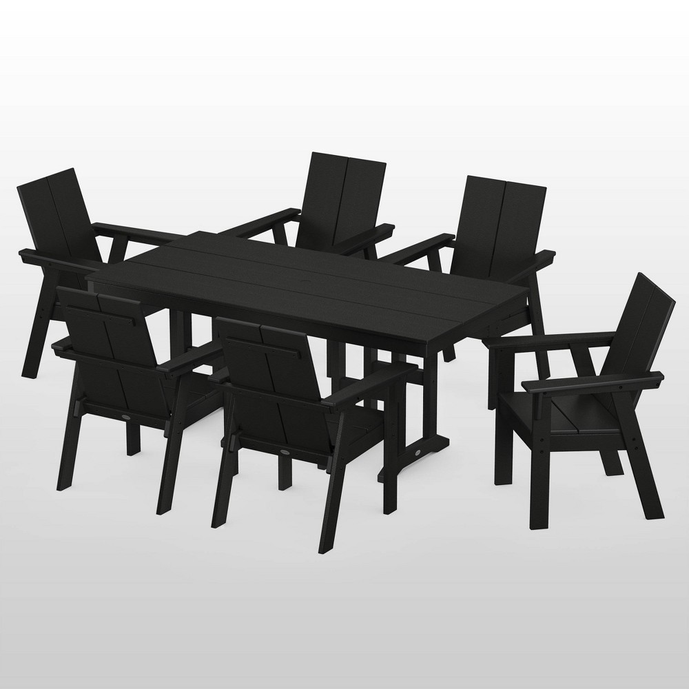 Photos - Dining Table Moore 7pc POLYWOOD Dining Set - Black - Threshold™: Weather-Resistant, UV-Protected, 6-Seater Patio Set