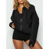 Imily Bela Womens Oversized Long Sleeve Denim Jacket Casual Zip Up Jean Coat with Pockets - 2 of 4