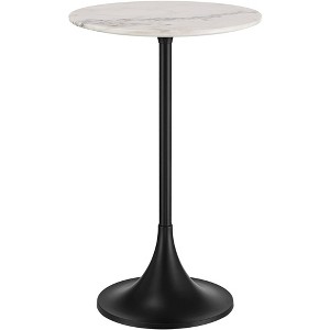 Studio 55D Studio 55 Mesita 24" End Table White Marble Top with Black Finish Base - 1 of 4