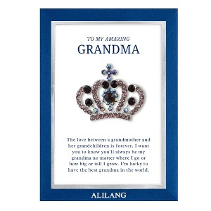 Anna-Kaci Purple Royal Monarch Queen Crown Crystal Rhinestone Brooch Pin with Family Gift Message Card & Envelope Jewelry Gifts - 1 of 4