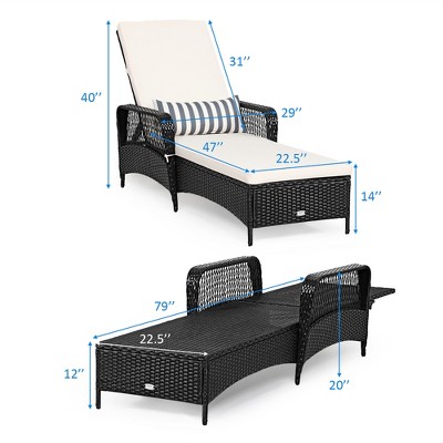 Costway PE Rattan Chaise Lounge Chair - Thumbnail 2