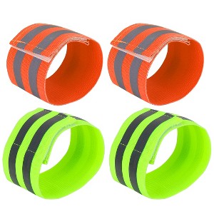 Unique Bargains Wrist Ankle High Visibility Reflective Bands Orange Green 4 Pcs - 1 of 4